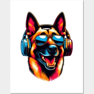 Belgian Malinois Smiling DJ: Melodic Canine Maestro Posters and Art